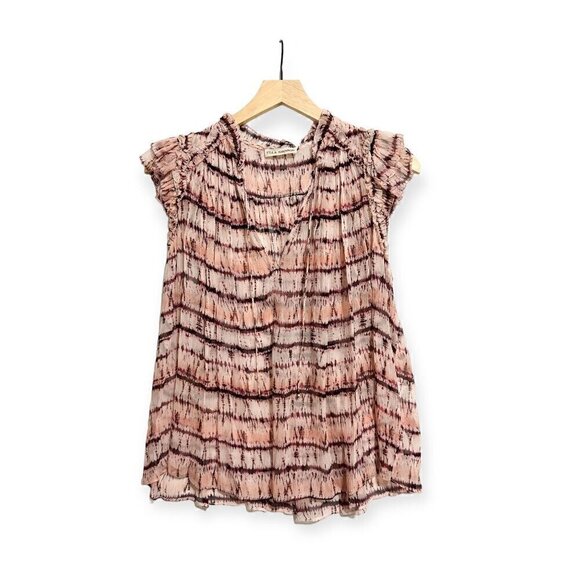 Ulla Johnson Clea Pink Tie Dye Stripe Silk Blouse , Size 2 - Picture 3 of 16